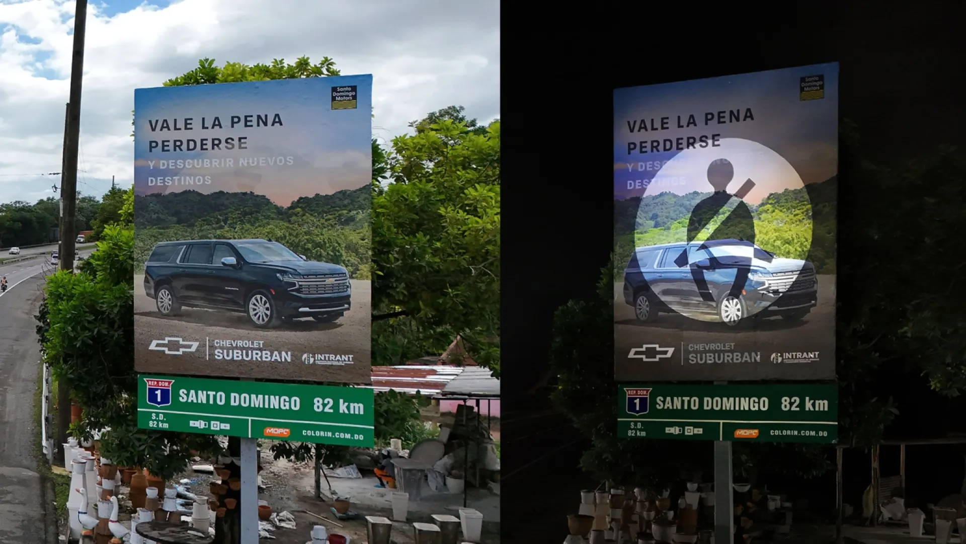 Santo Domingo Motors transforma vallas publicitarias de Chevrolet en señales de tránsito